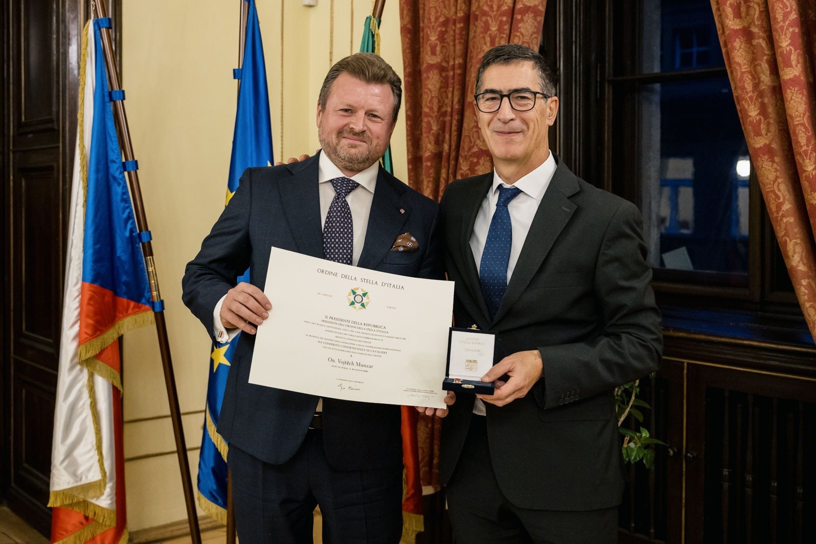 Italský prezident vyznamenal poslance ODS Vojtěcha Munzara. Ocenil jeho přínos česko-italské spolupráci
