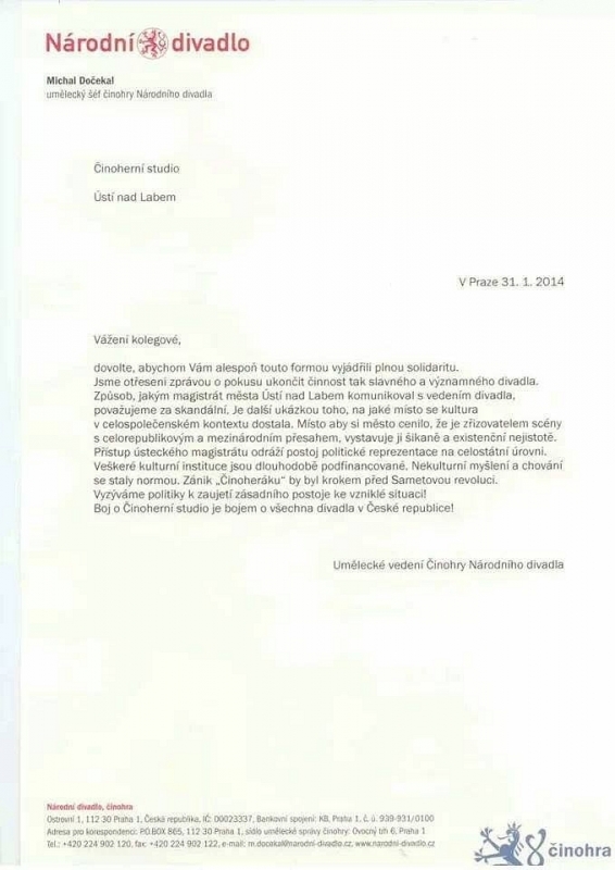 Moje vyjádření k "pohřbu" Činoherního studia v Ústí nad Labem