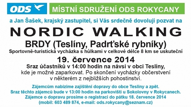 NORDIC WALKING – BRDY (Teslíny, Padrťské rybníky) – 19. července 2014