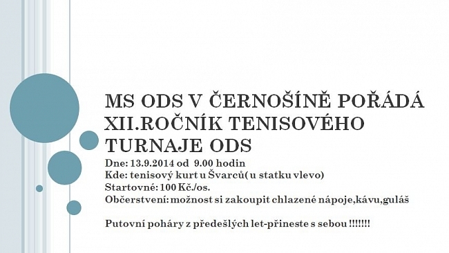 XII.ROČNÍK TENISOVÉHO TURNAJE ODS