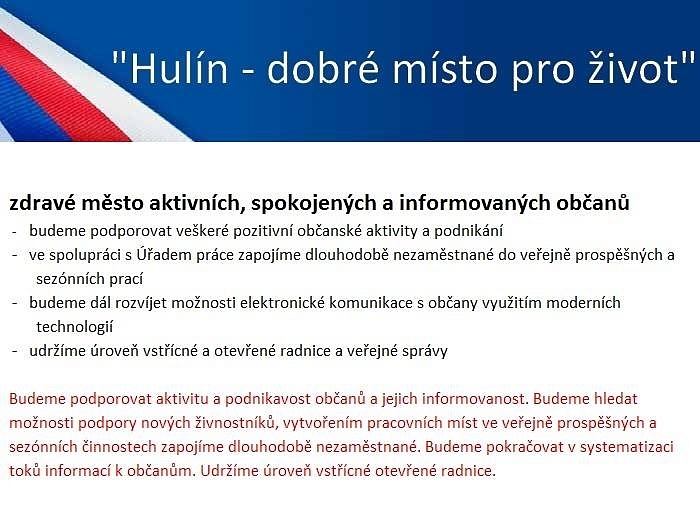 Volební témata ODS Hulín