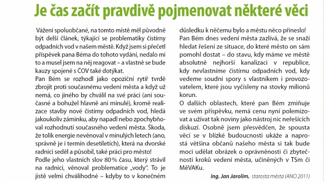 Otevřený dopis starostovi města