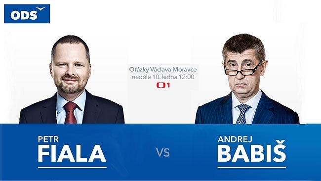 Petr Fiala versus Andrej Babiš v Otázkách Václava Moravce