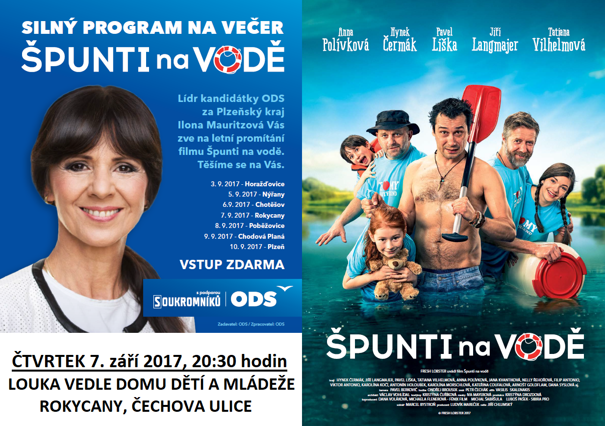 Letní kino ODS Rokycany – promítání filmu Špunti na vodě