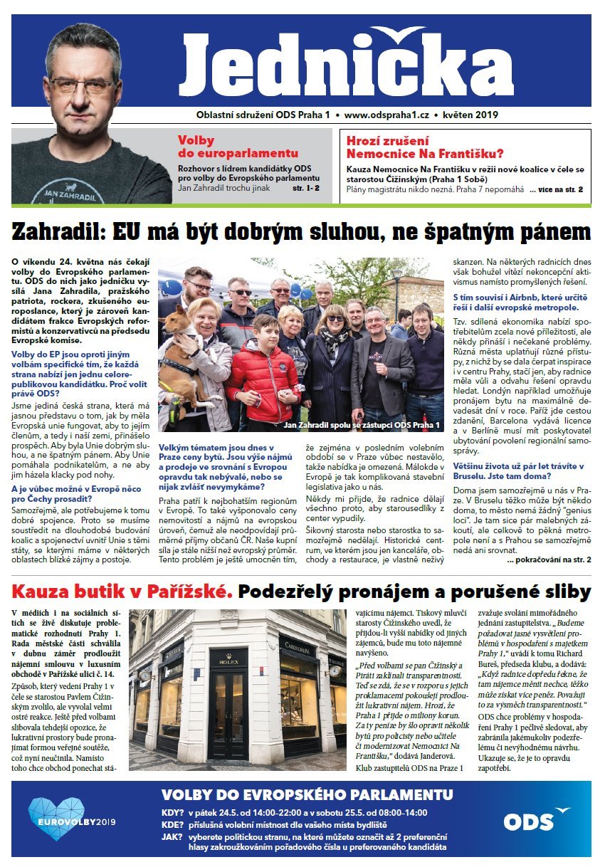 Právě vyšlo nové číslo novin Jednička - květen 2018