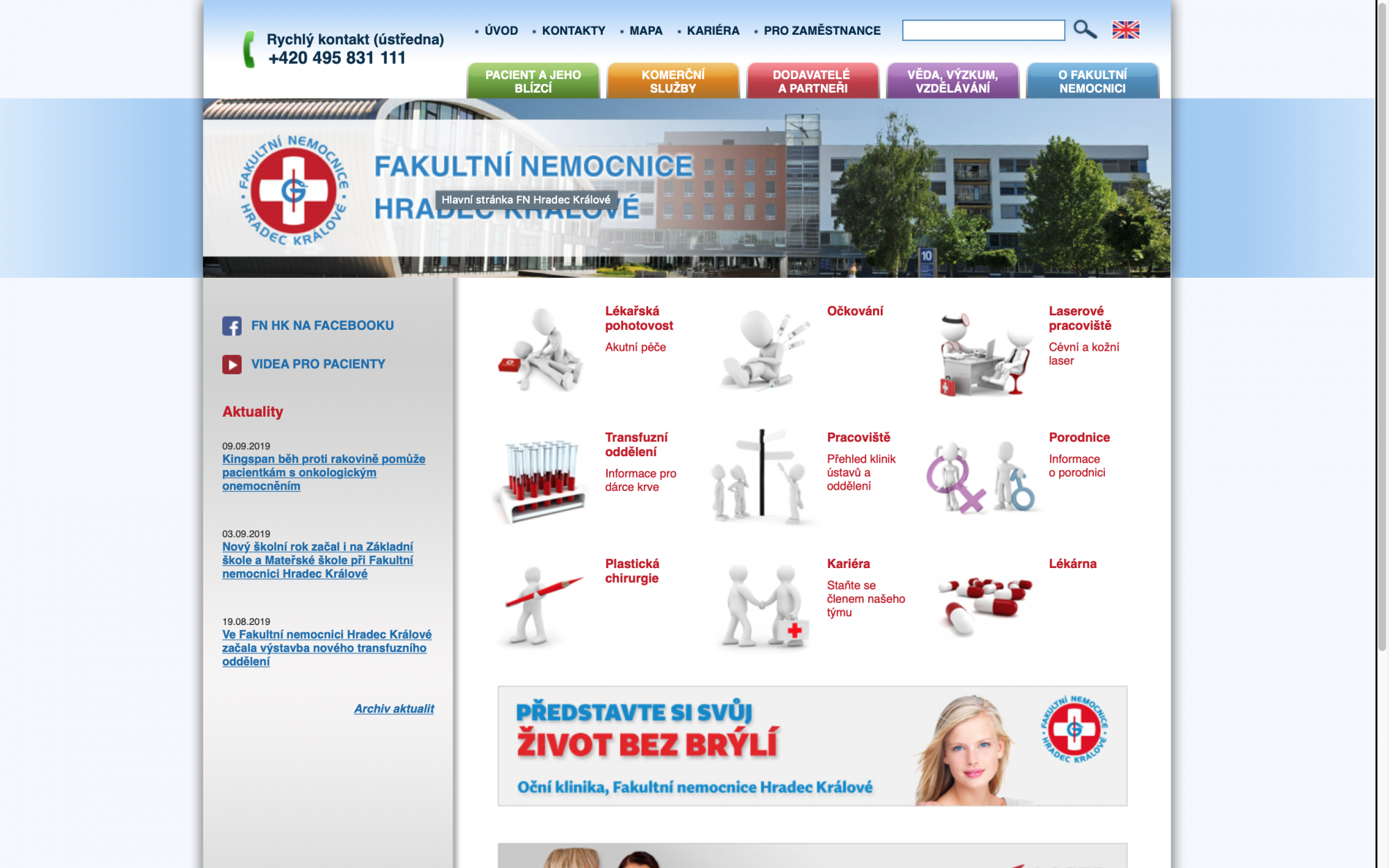 Internetové stránky Fakultní nemocnice Hradec Králové mluví