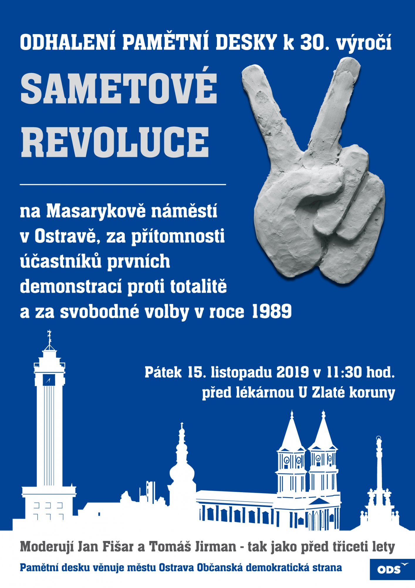 Pozvánka na odhalení pamětní desky k 30. výročí Sametové revoluce