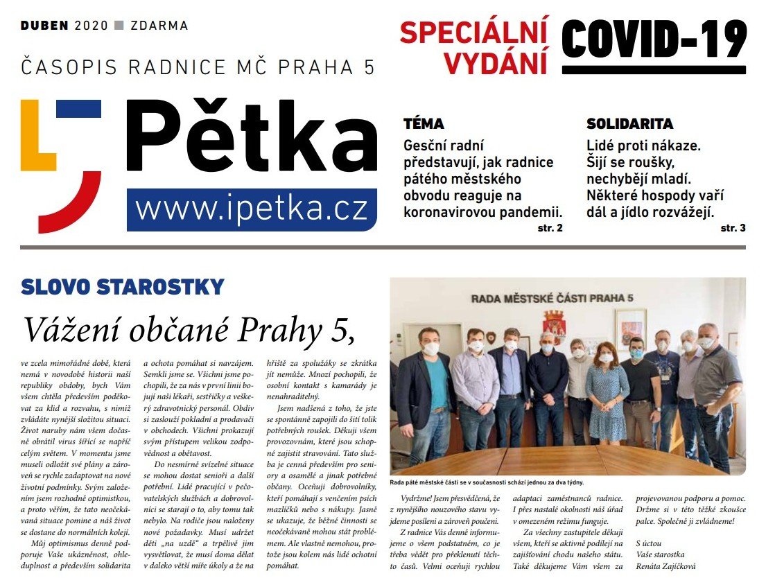 Speciální vydání časopisu MČ Praha 5 Pětka
