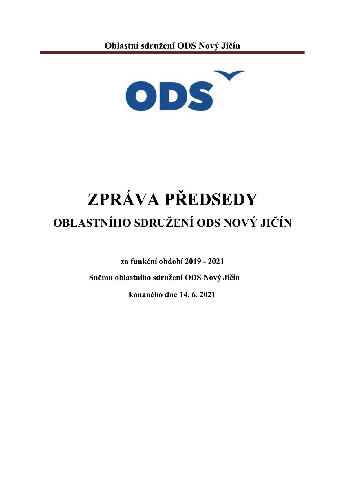 Zpráva předsedy OS ODS Nový Jičín Bc. Jakuba Jandy