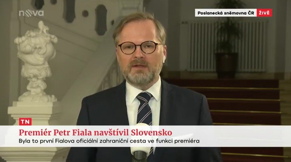 Televizní noviny: Premiér Petr Fiala navštívil Slovensko