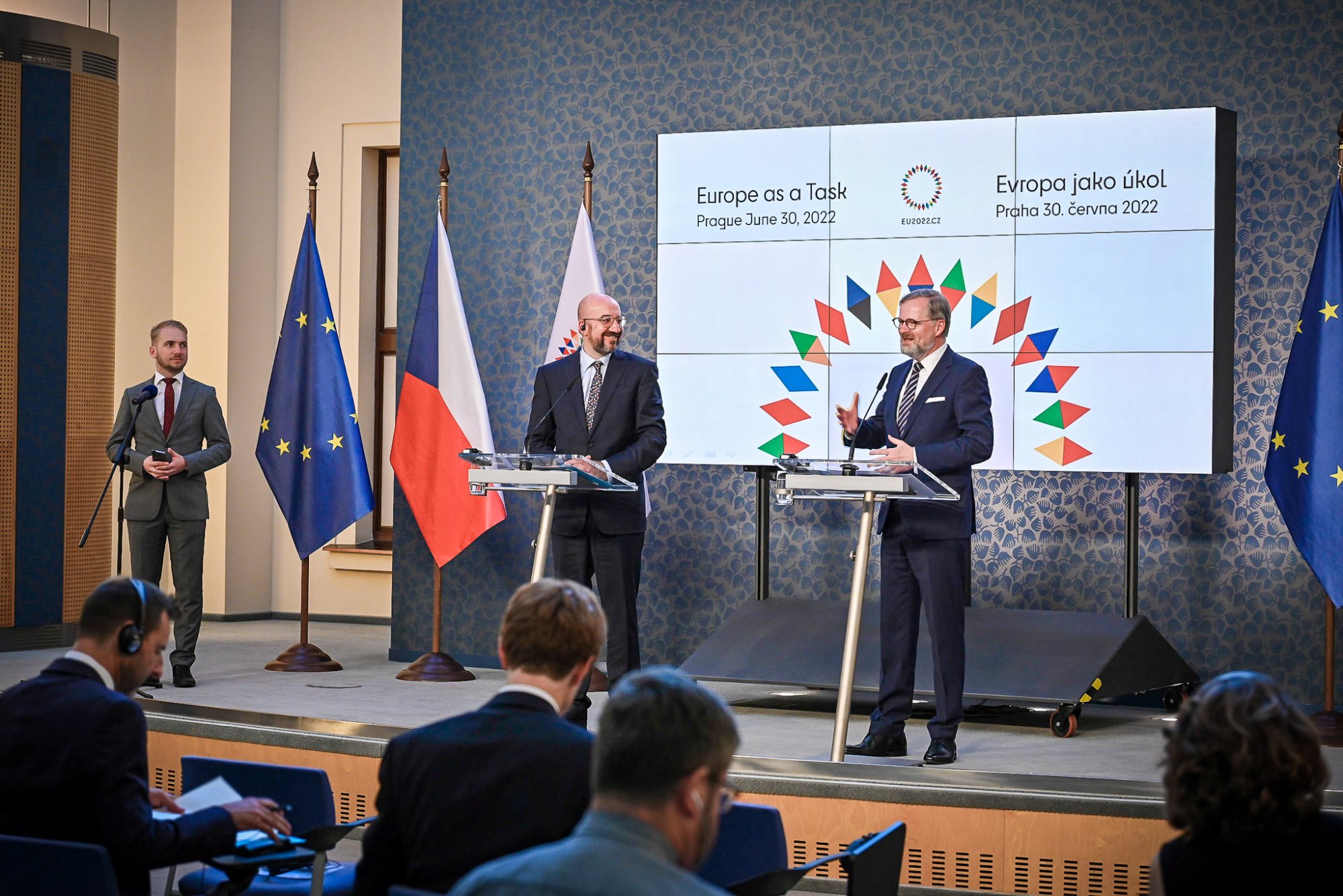 V předvečer začátku předsednictví ČR v Radě EU premiér Fiala přivítal v Praze předsedu Evropské rady Charlese Michela