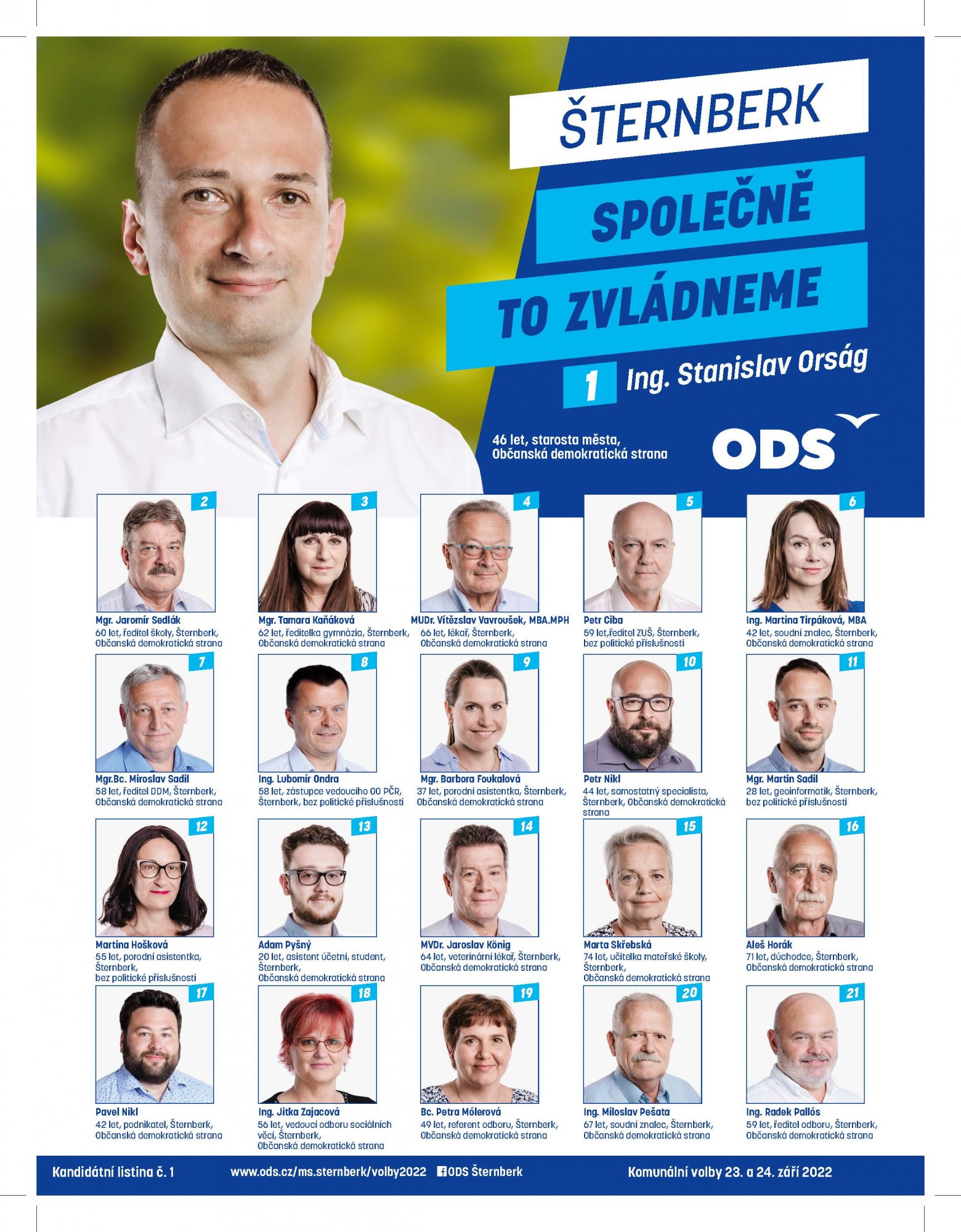Kandidátní listina pro volby do Zastupitelstva města Šternberka 2022