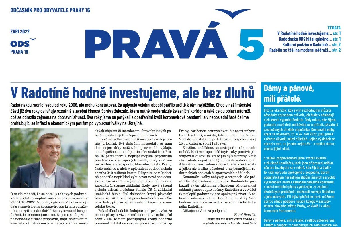 Nové číslo Pravé 5 - Praha 16
