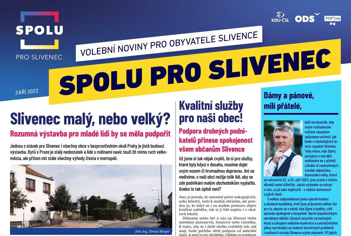 Volební noviny SPOLU pro Slivenec