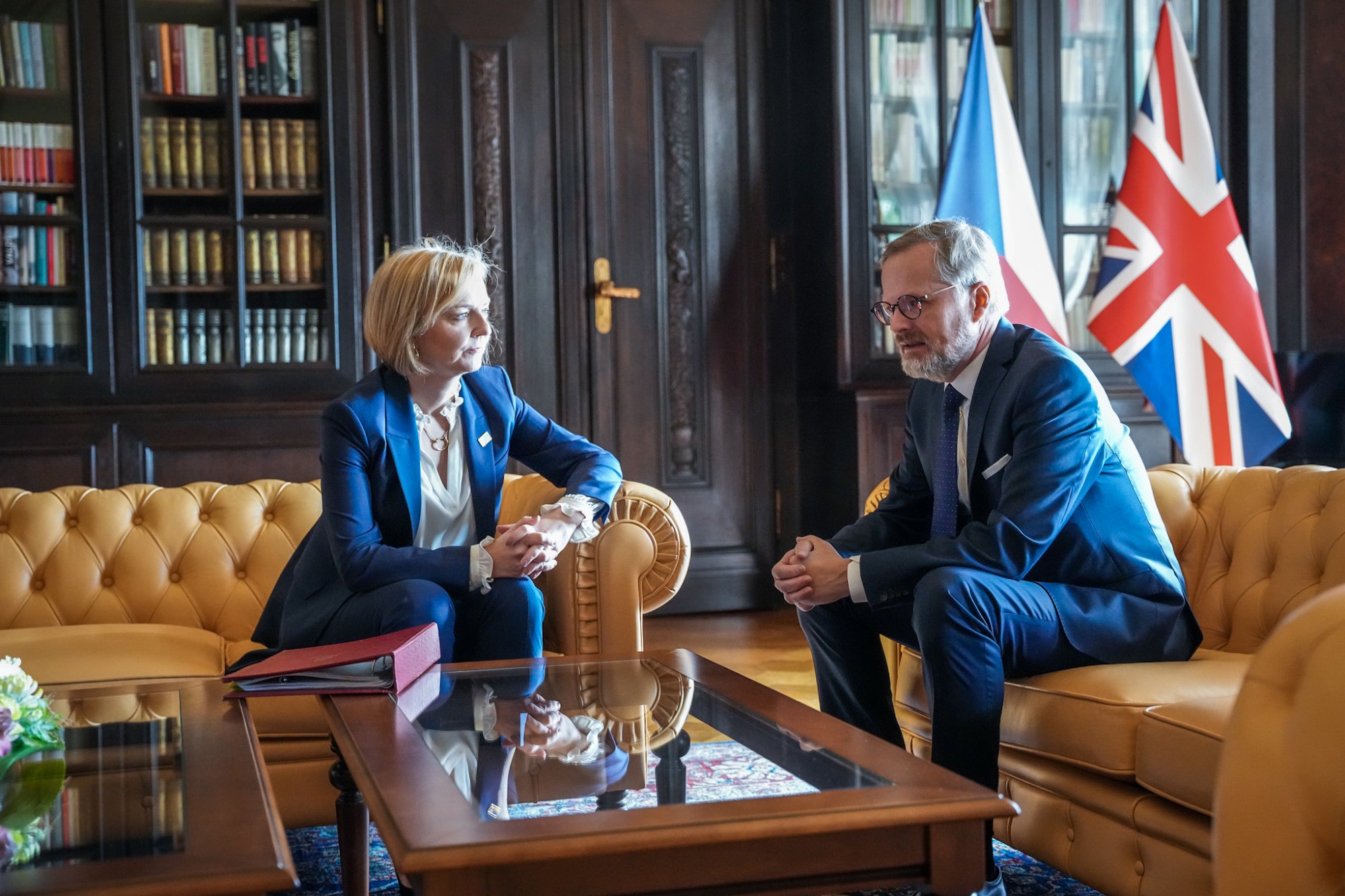 Premiér Fiala přijal v Kramářově vile předsedkyni vlády Spojeného království Liz Trussovou