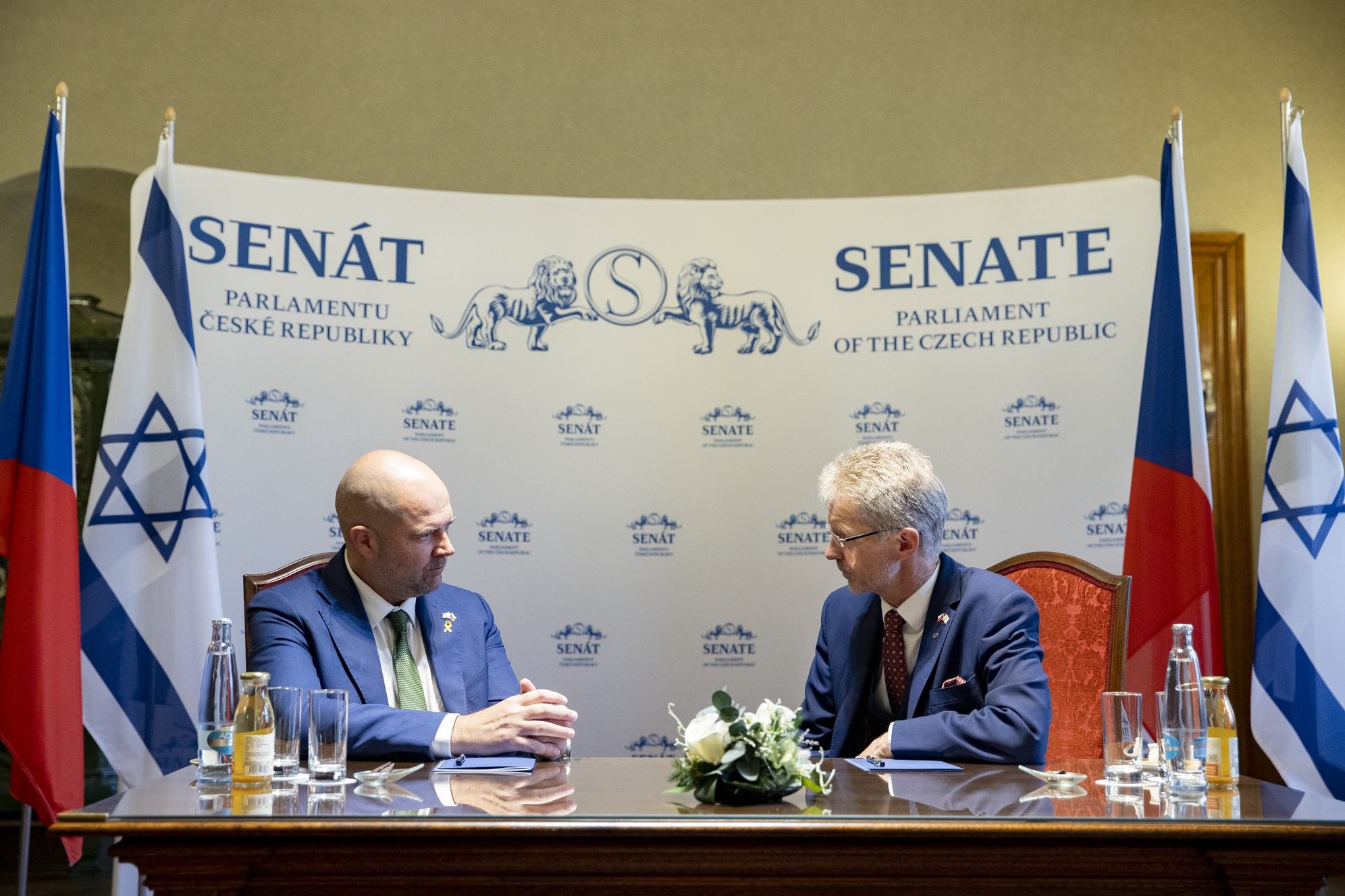 Předseda Vystrčil přijal šéfa izraelského Knesetu, debatovali spolu hlavně o současné bezpečnostní a politické situaci v regionu